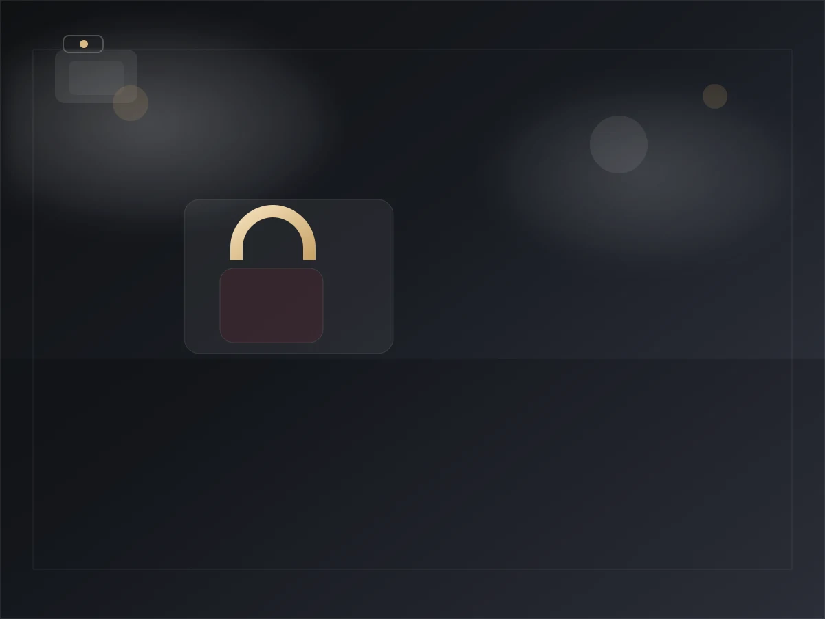 Atmospheric security-themed still life in dark luxury tones